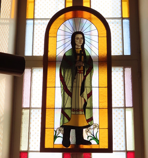 stained glass portrait of St Kateri